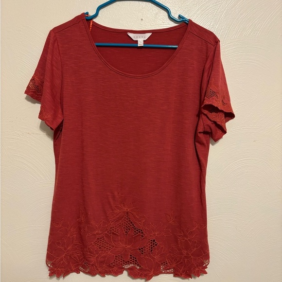 Adiva Tops - ADIVA Lace Hem Short Sleeve Top – Women’s Large